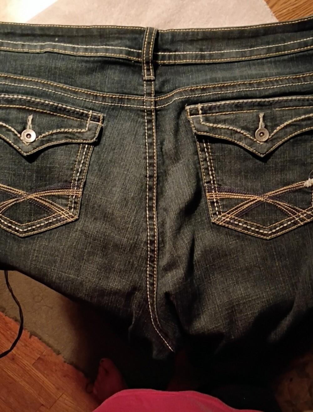 a.n.a Dark Blue Boot Cut Jeans with Contrast Stitching